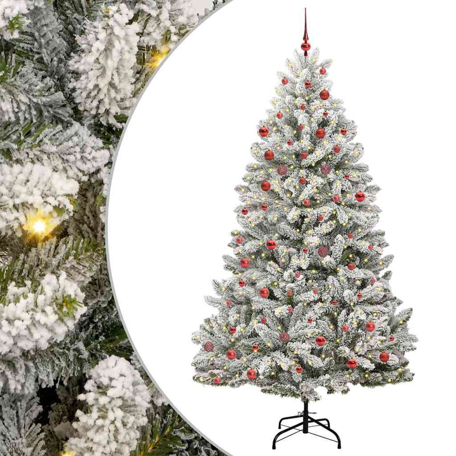 Kunstkerstboom Groen en Wit 210 cm PVC en Metaal
