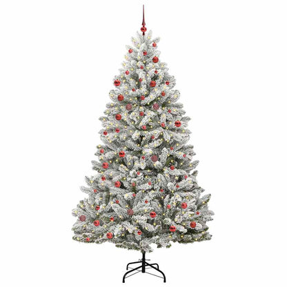 Kunstkerstboom Groen en Wit 210 cm PVC en Metaal