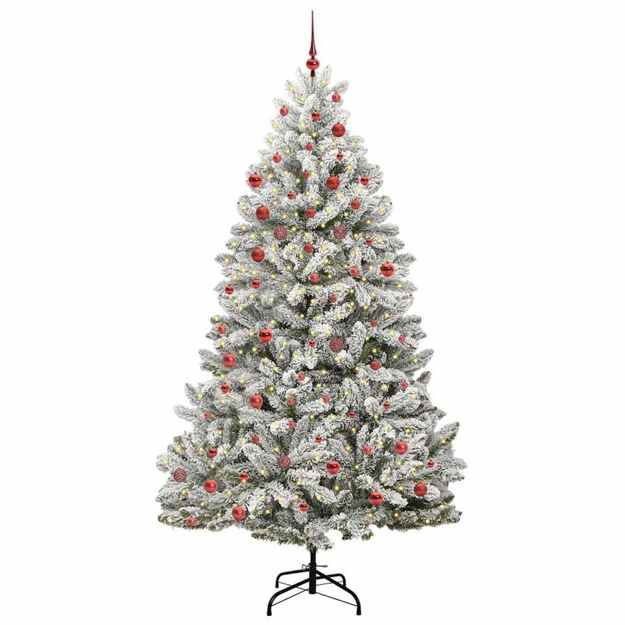 Kunstkerstboom Groen en Wit 210 cm PVC en Metaal