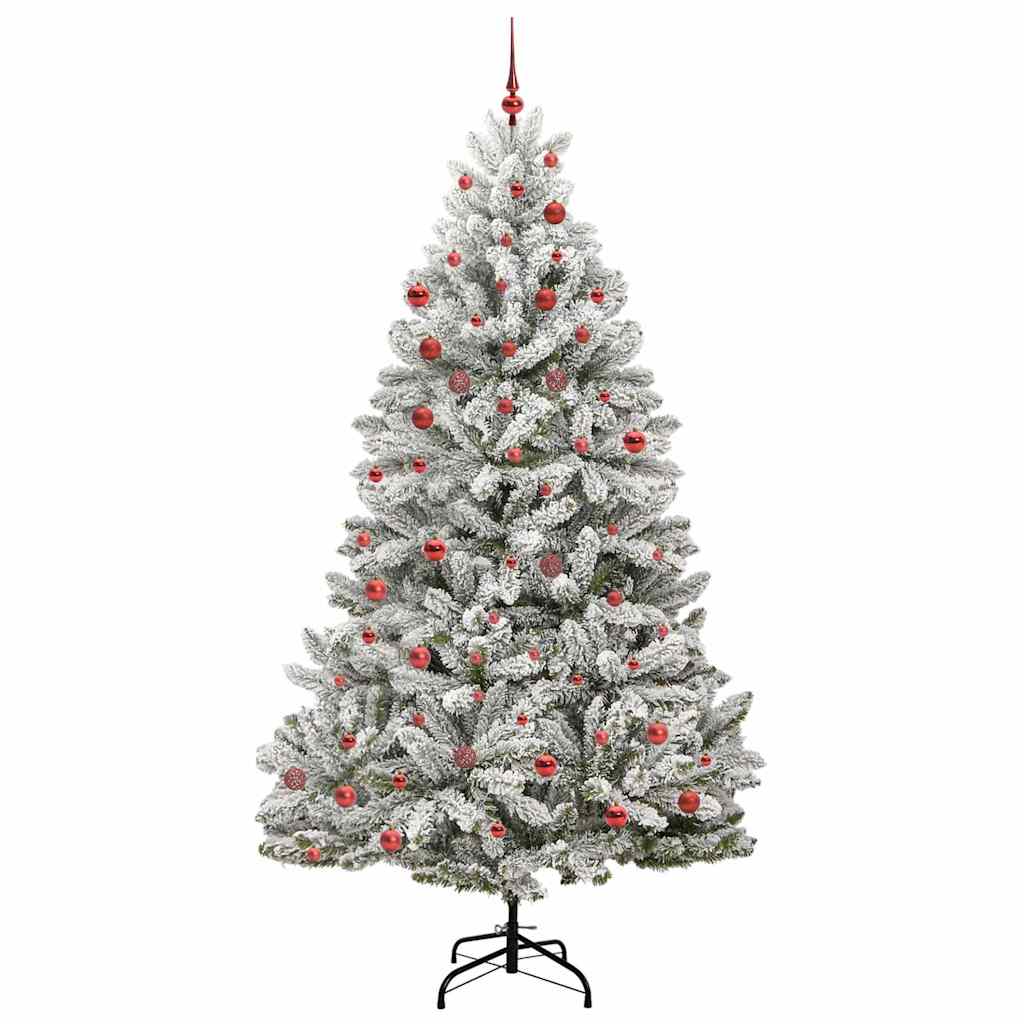 Kunstkerstboom Groen en Wit 210 cm PVC en Metaal
