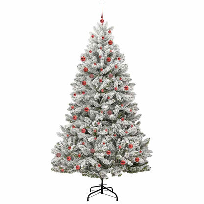 Kunstkerstboom Groen en Wit 210 cm PVC en Metaal