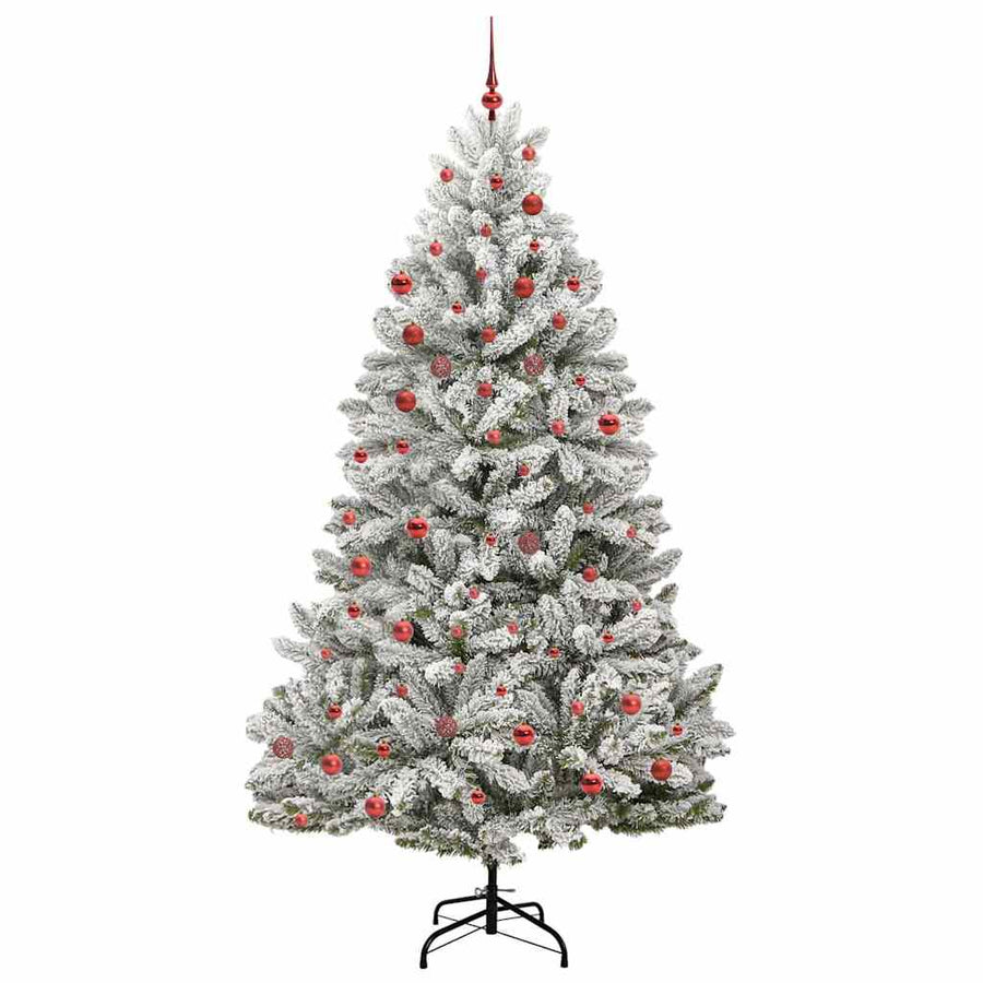 Kunstkerstboom Groen en Wit 210 cm PVC en Metaal