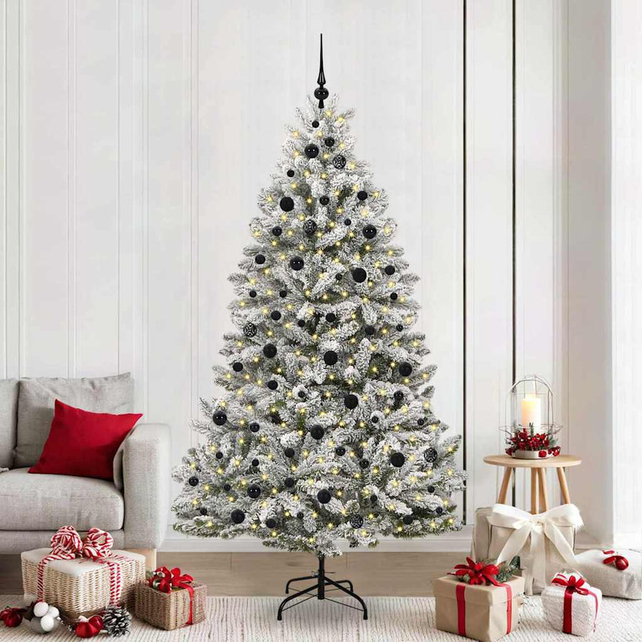 Kunstkerstboom Groen en Wit 210 cm PVC en Metaal