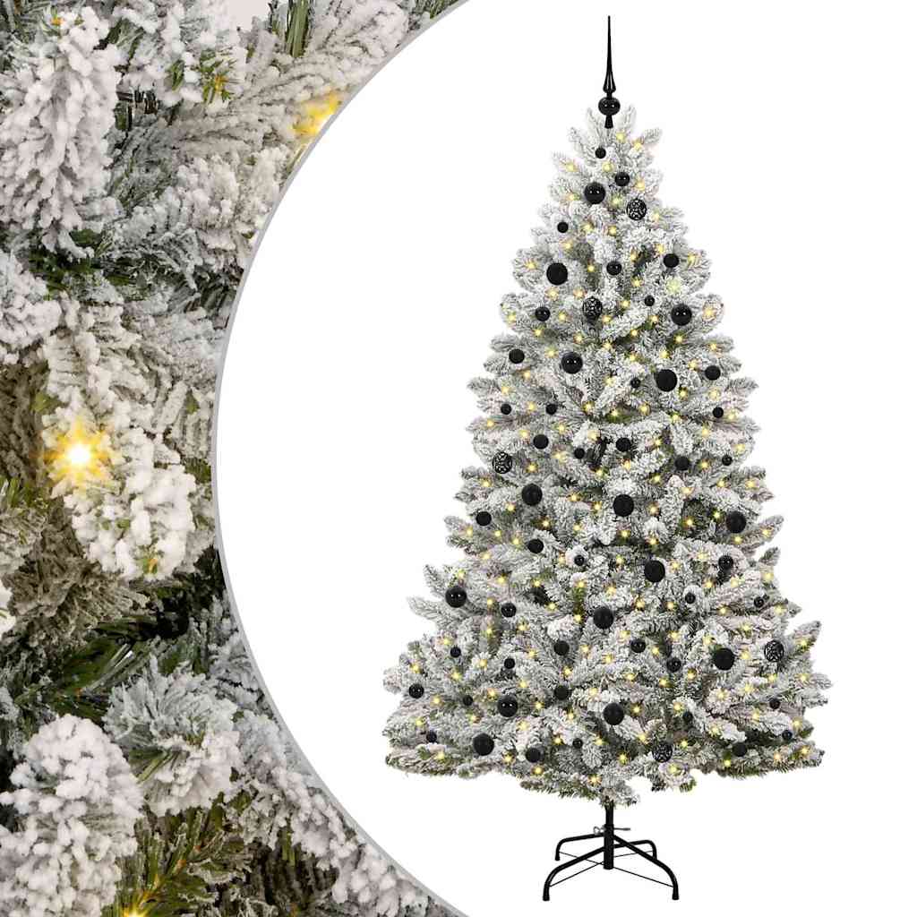 Kunstkerstboom Groen en Wit 210 cm PVC en Metaal