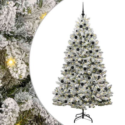 Kunstkerstboom Groen en Wit 210 cm PVC en Metaal
