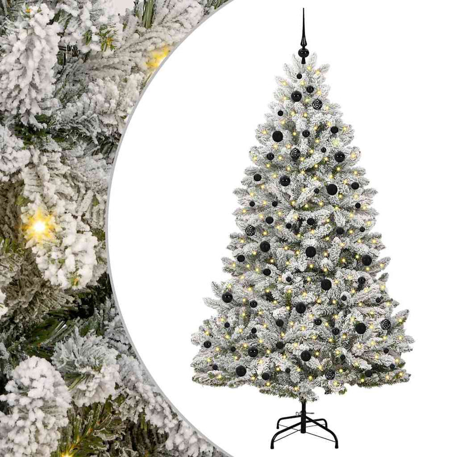 Kunstkerstboom Groen en Wit 210 cm PVC en Metaal