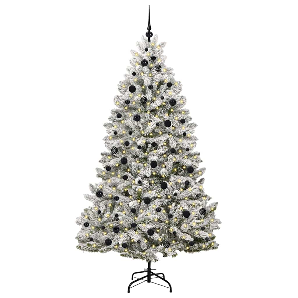 Kunstkerstboom Groen en Wit 210 cm PVC en Metaal
