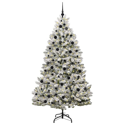 Kunstkerstboom Groen en Wit 210 cm PVC en Metaal