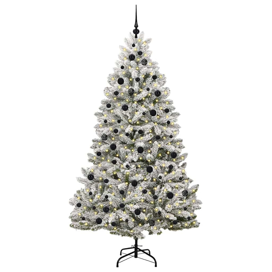 Kunstkerstboom Groen en Wit 210 cm PVC en Metaal