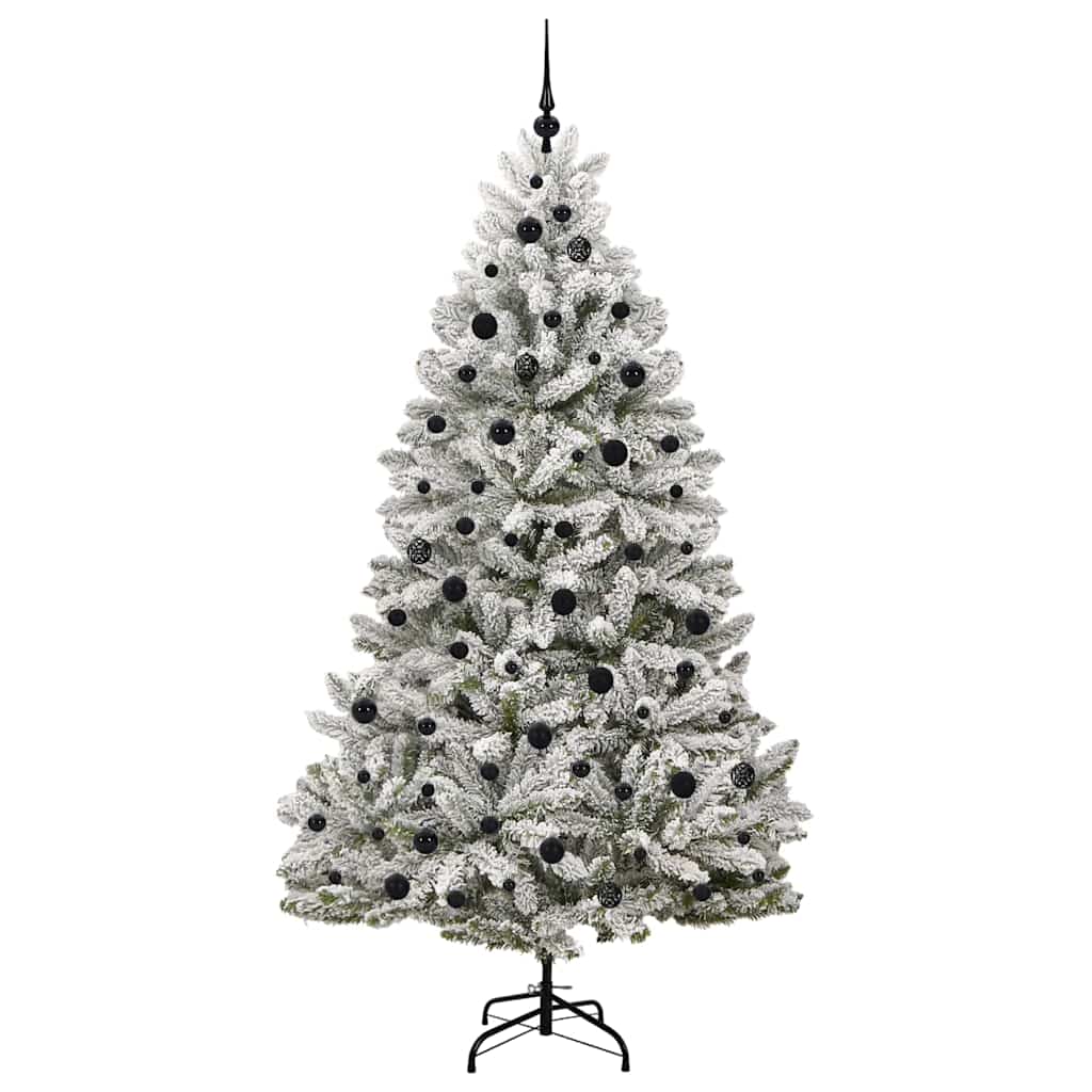 Kunstkerstboom Groen en Wit 210 cm PVC en Metaal