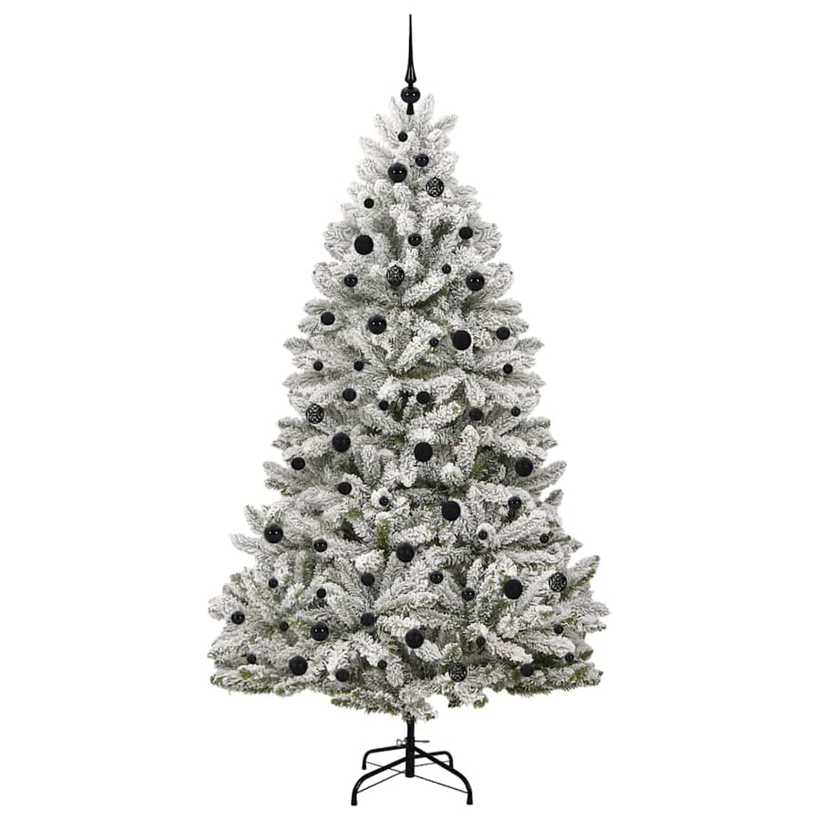 Kunstkerstboom Groen en Wit 210 cm PVC en Metaal