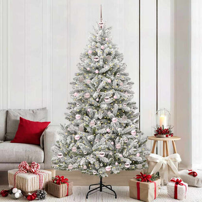 Kunstkerstboom Groen en Wit 210 cm PVC en Metaal
