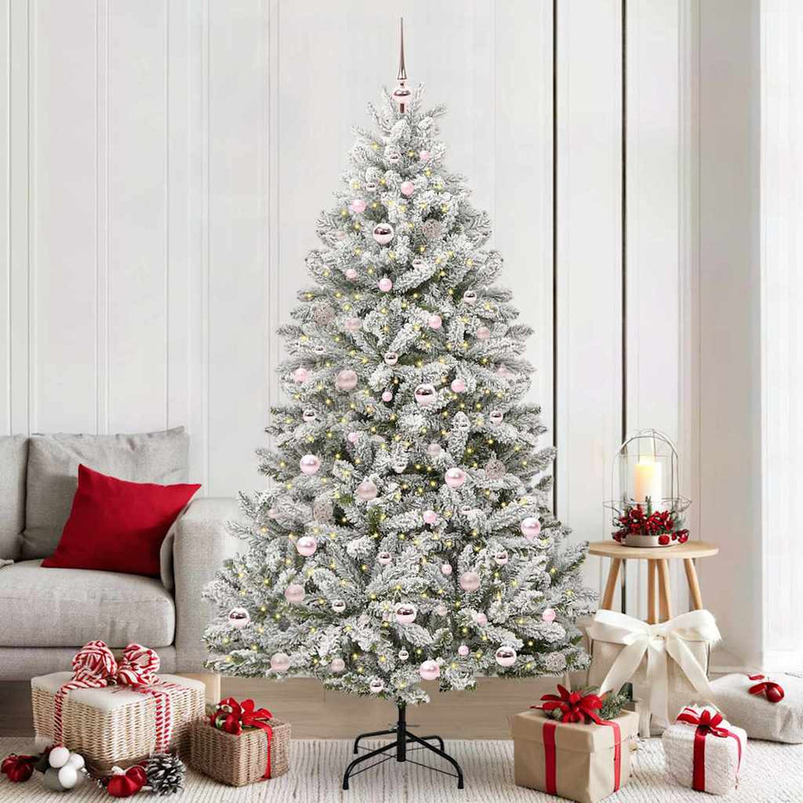 Kunstkerstboom Groen en Wit 210 cm PVC en Metaal