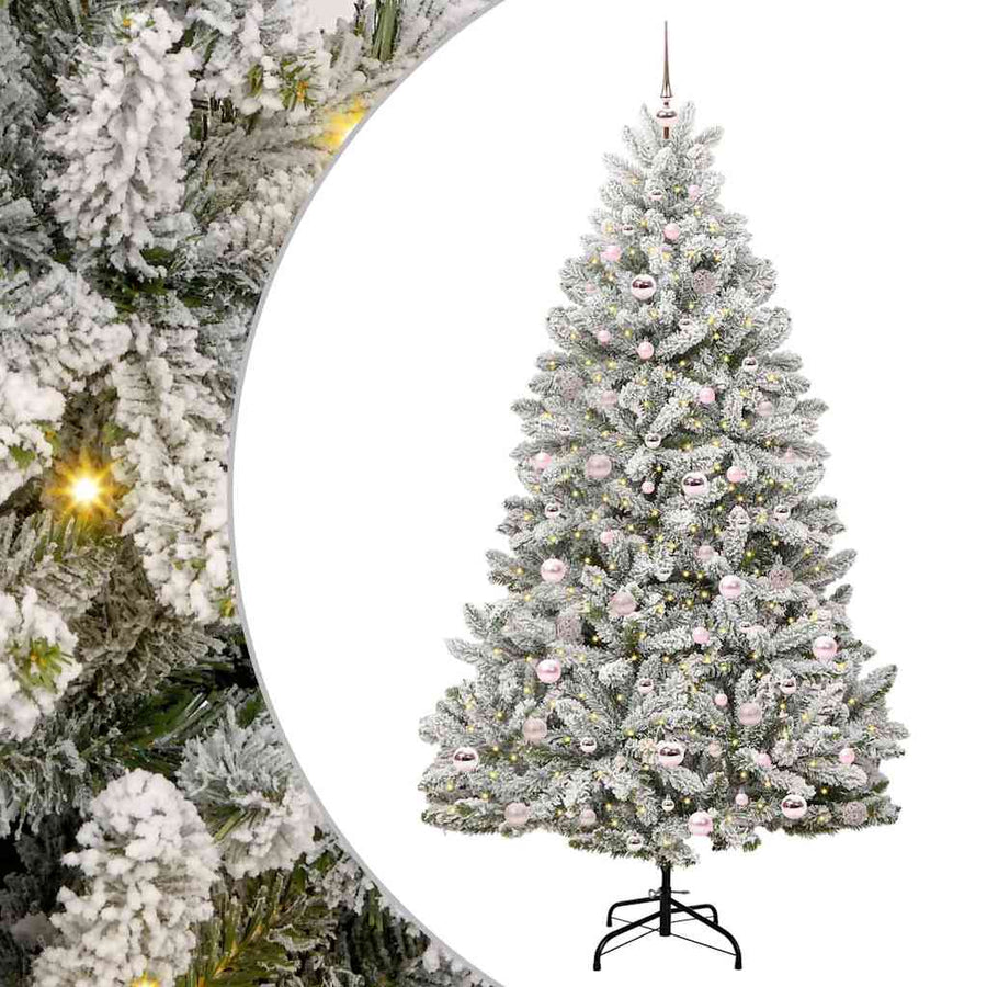Kunstkerstboom Groen en Wit 210 cm PVC en Metaal