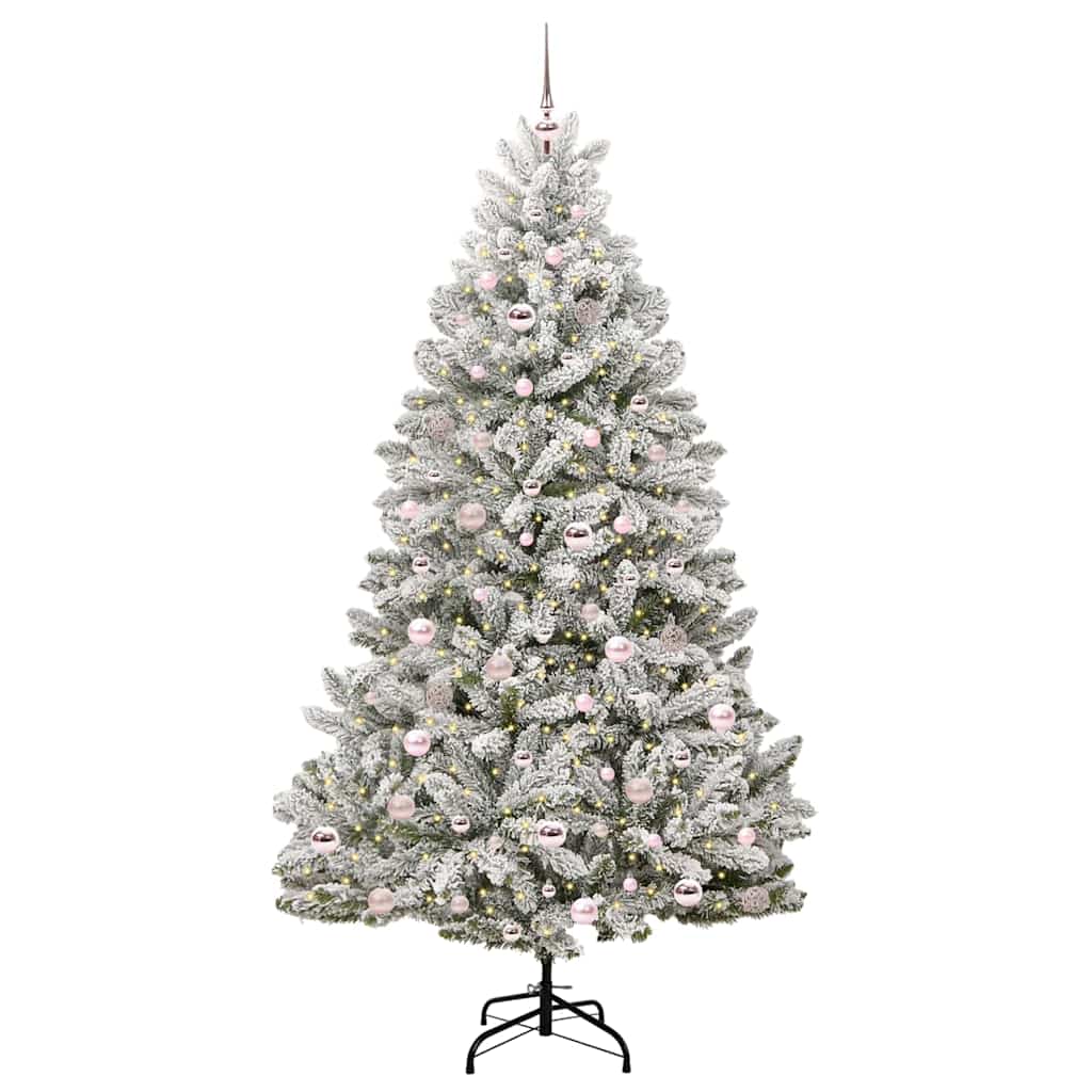 Kunstkerstboom Groen en Wit 210 cm PVC en Metaal