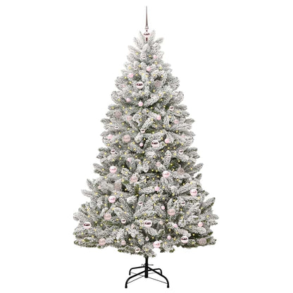Kunstkerstboom Groen en Wit 210 cm PVC en Metaal