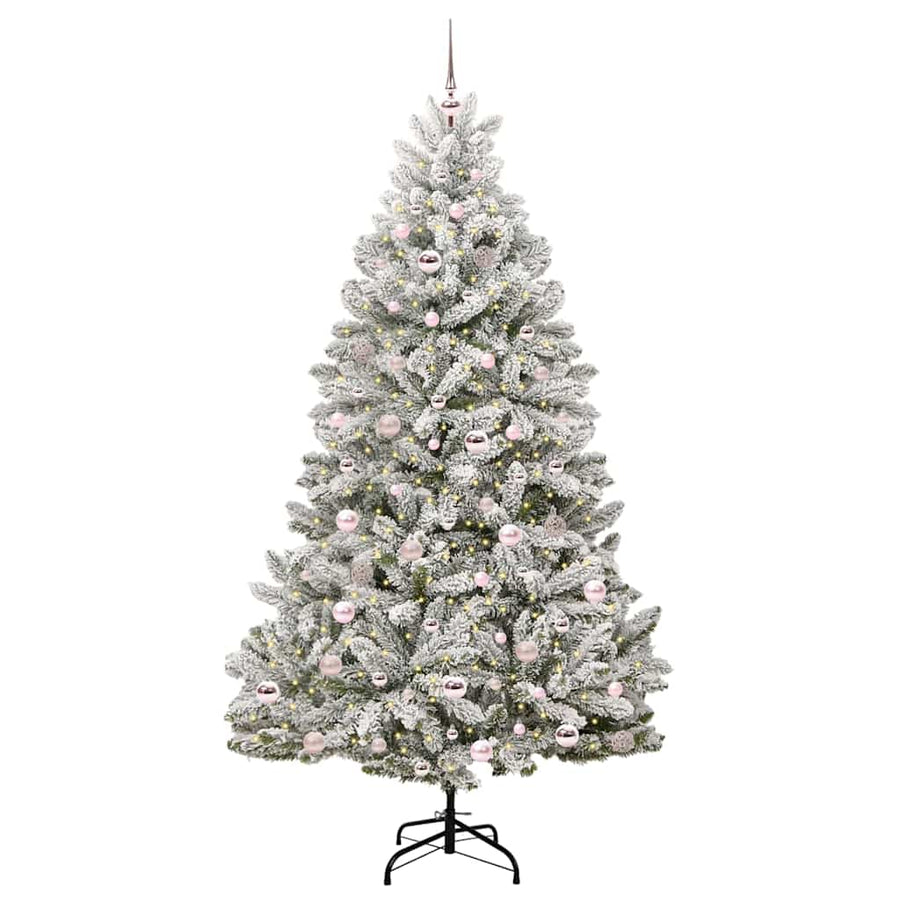 Kunstkerstboom Groen en Wit 210 cm PVC en Metaal