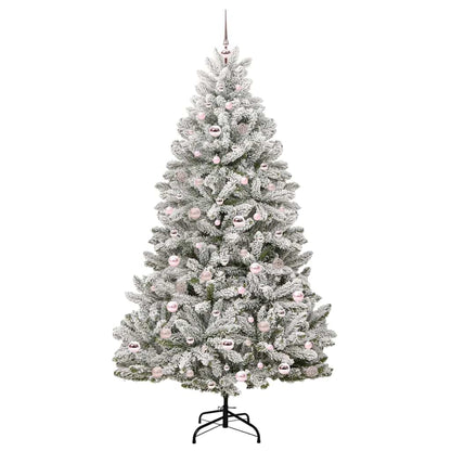 Kunstkerstboom Groen en Wit 210 cm PVC en Metaal