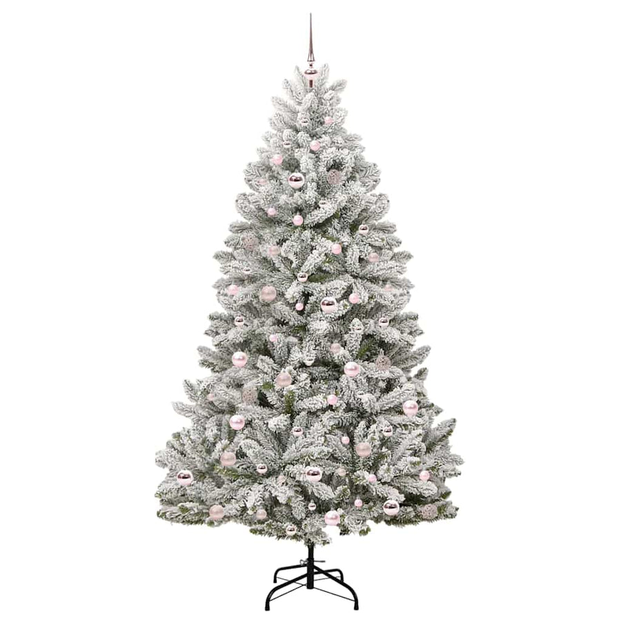 Kunstkerstboom Groen en Wit 210 cm PVC en Metaal
