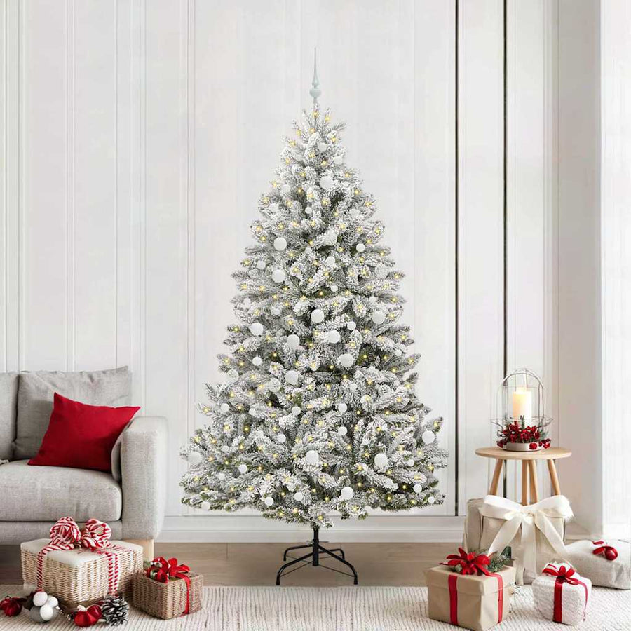 Kunstkerstboom Groen en Wit 210 cm PVC en Metaal