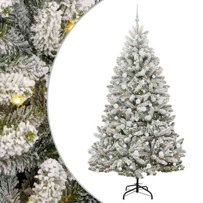 Kunstkerstboom Groen en Wit 210 cm PVC en Metaal