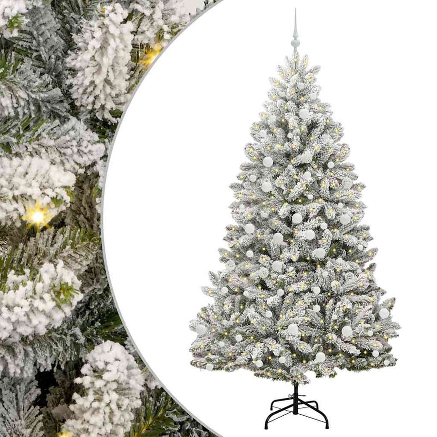 Kunstkerstboom Groen en Wit 210 cm PVC en Metaal