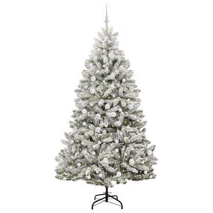 Kunstkerstboom Groen en Wit 210 cm PVC en Metaal