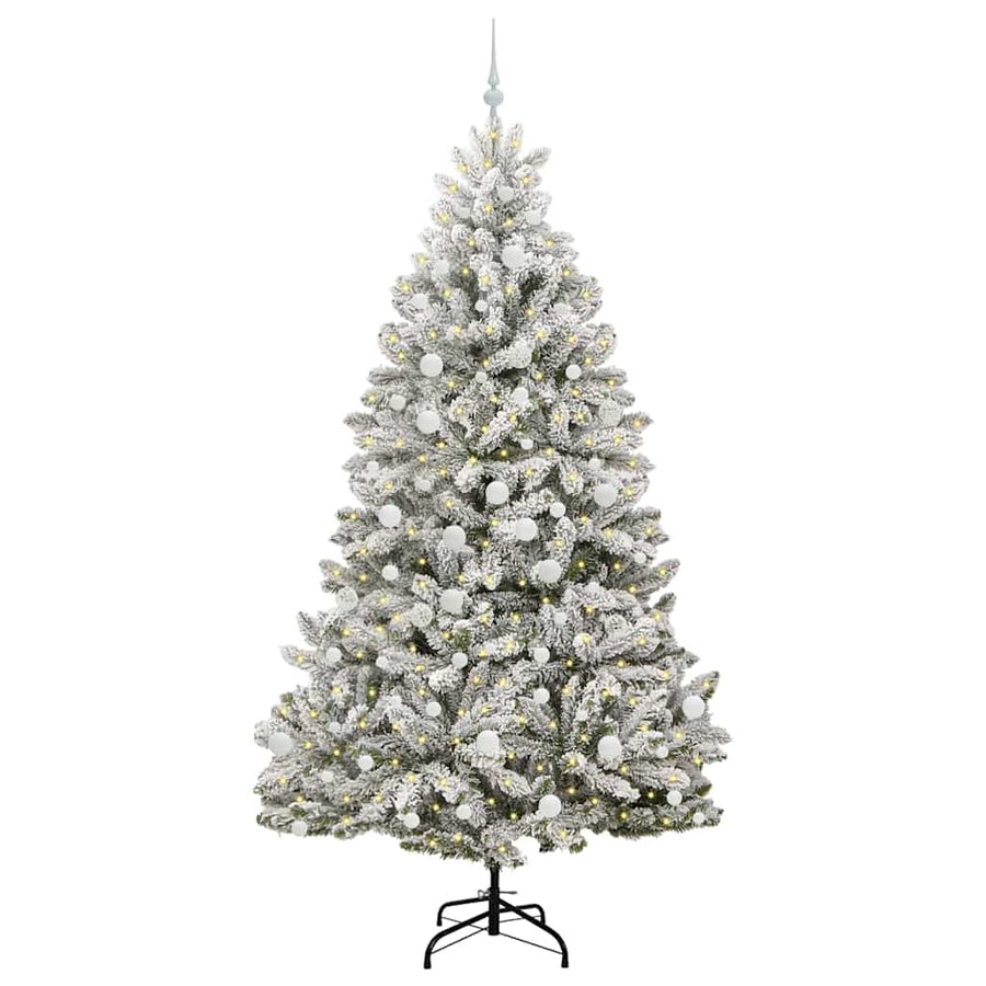 Kunstkerstboom Groen en Wit 210 cm PVC en Metaal