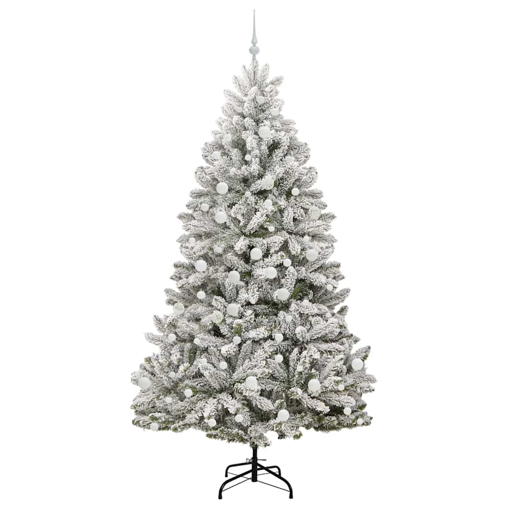 Kunstkerstboom Groen en Wit 210 cm PVC en Metaal