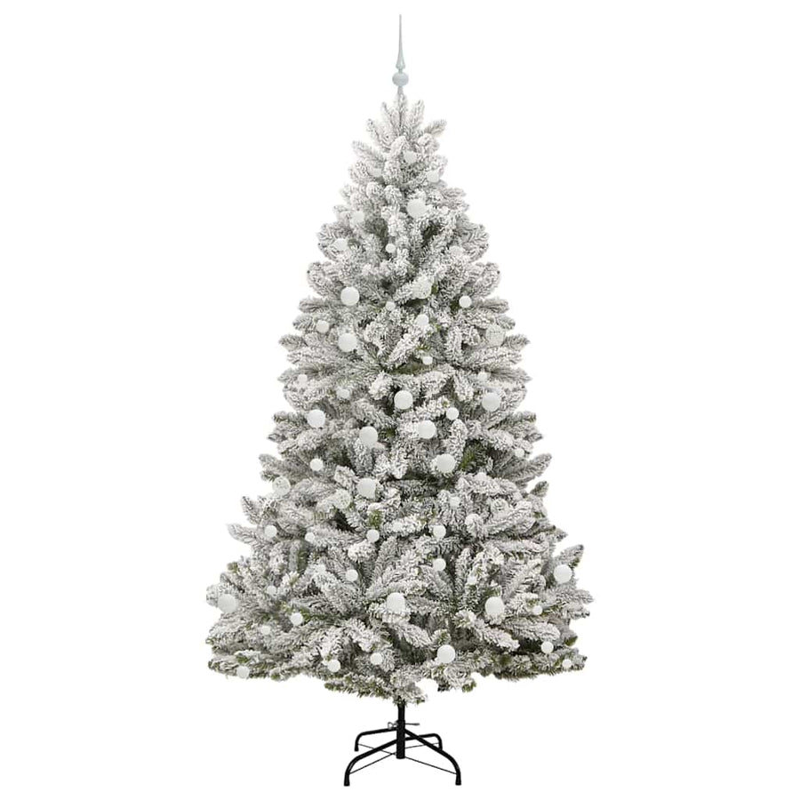 Kunstkerstboom Groen en Wit 210 cm PVC en Metaal