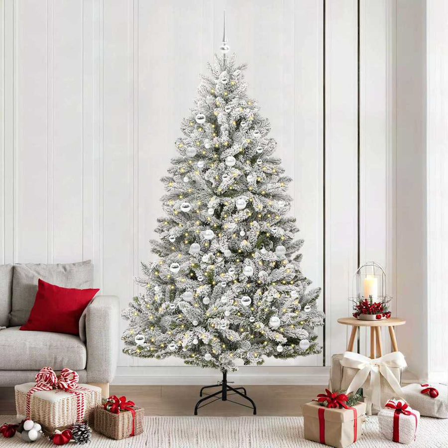 Kunstkerstboom Groen en Wit 210 cm PVC en Metaal