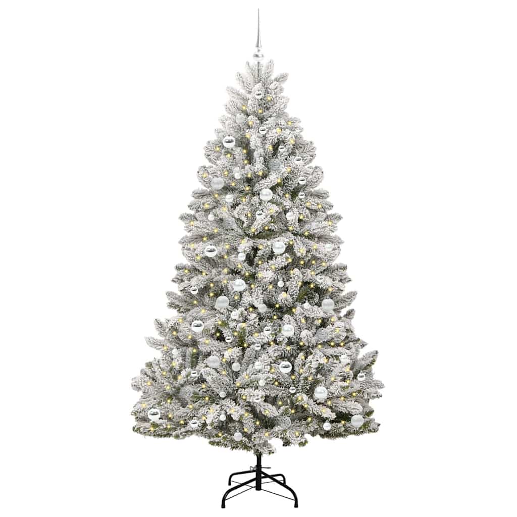 Kunstkerstboom Groen en Wit 210 cm PVC en Metaal