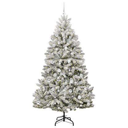 Kunstkerstboom Groen en Wit 210 cm PVC en Metaal