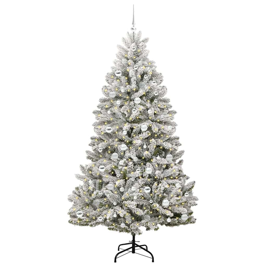 Kunstkerstboom Groen en Wit 210 cm PVC en Metaal