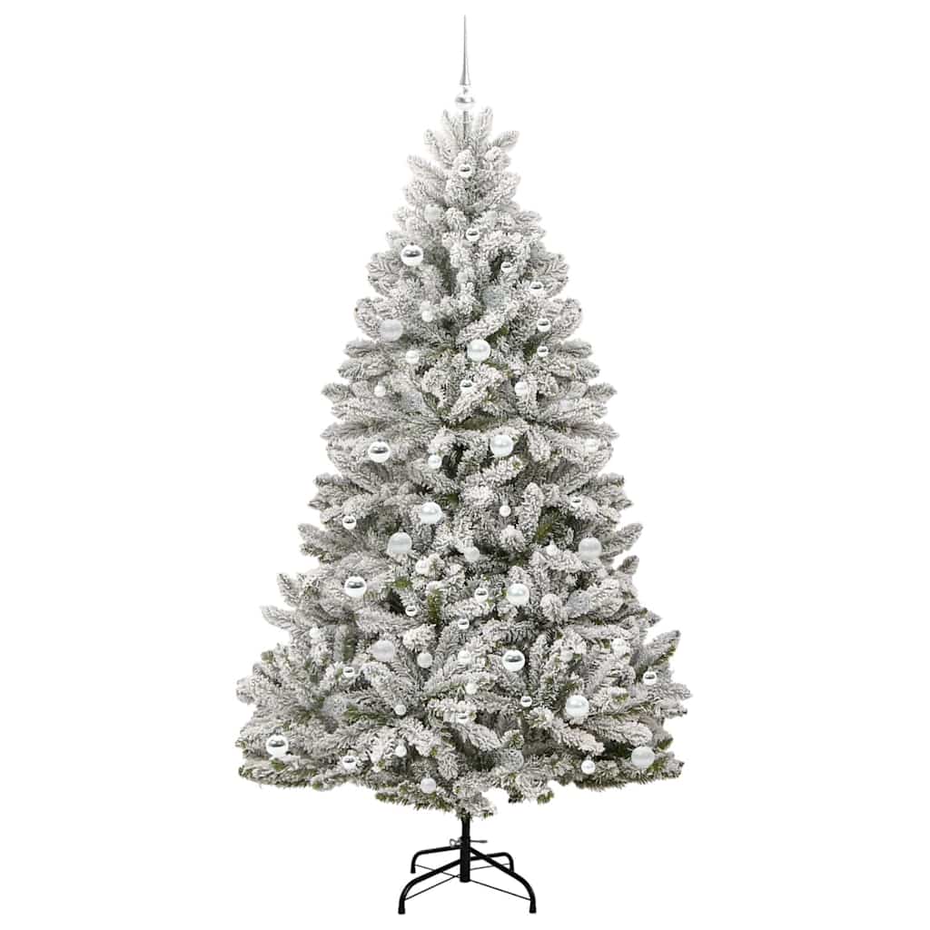 Kunstkerstboom Groen en Wit 210 cm PVC en Metaal