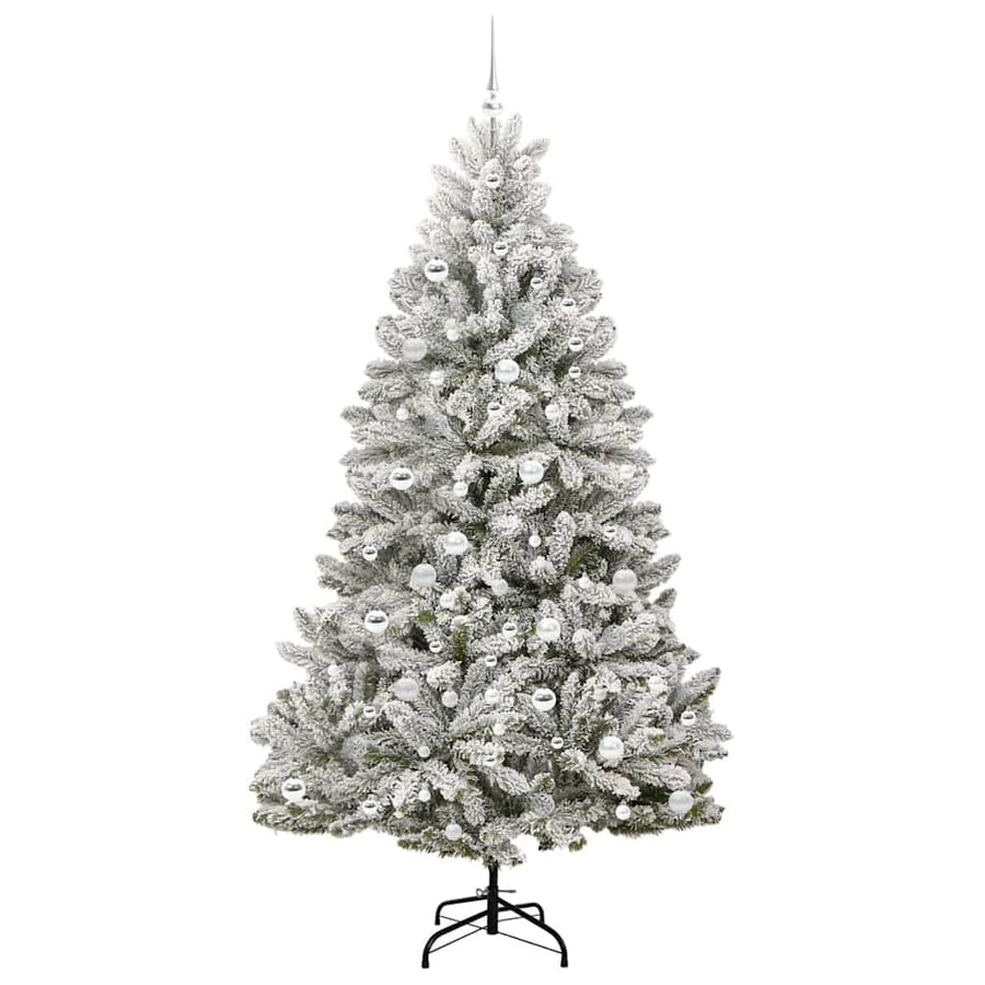 Kunstkerstboom Groen en Wit 210 cm PVC en Metaal