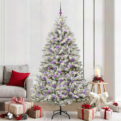 Kunstkerstboom Groen en Wit 210 cm PVC en Metaal