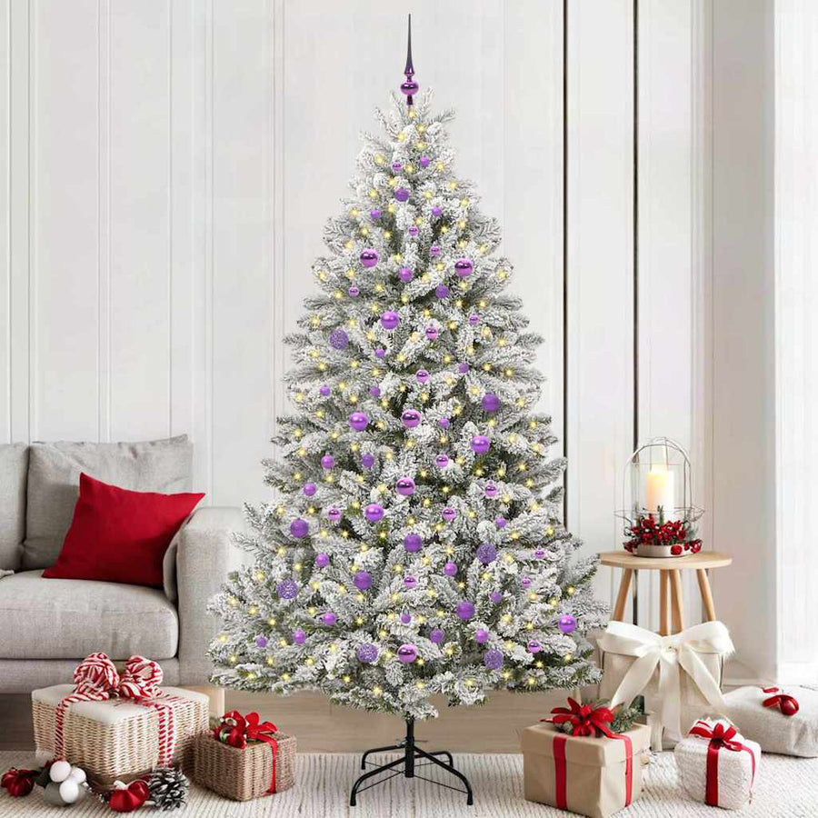 Kunstkerstboom Groen en Wit 210 cm PVC en Metaal