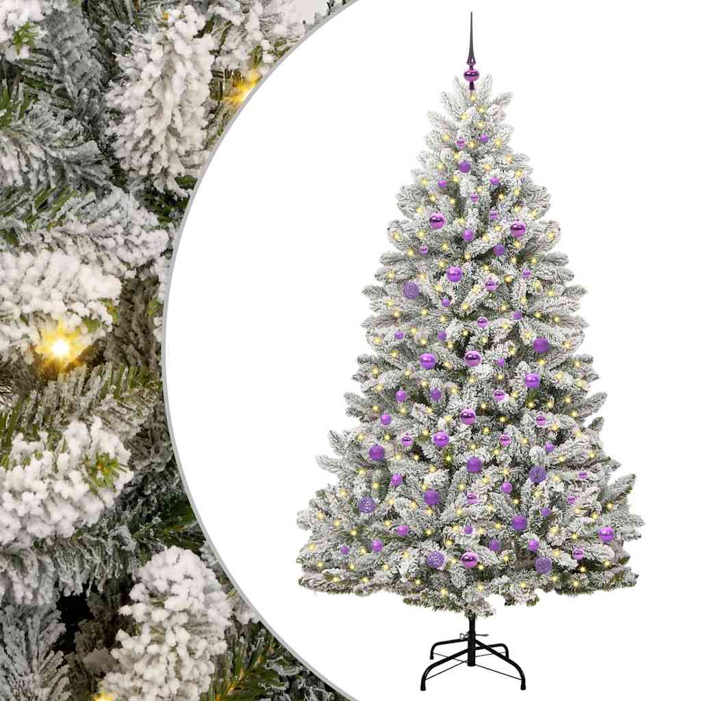 Kunstkerstboom Groen en Wit 210 cm PVC en Metaal