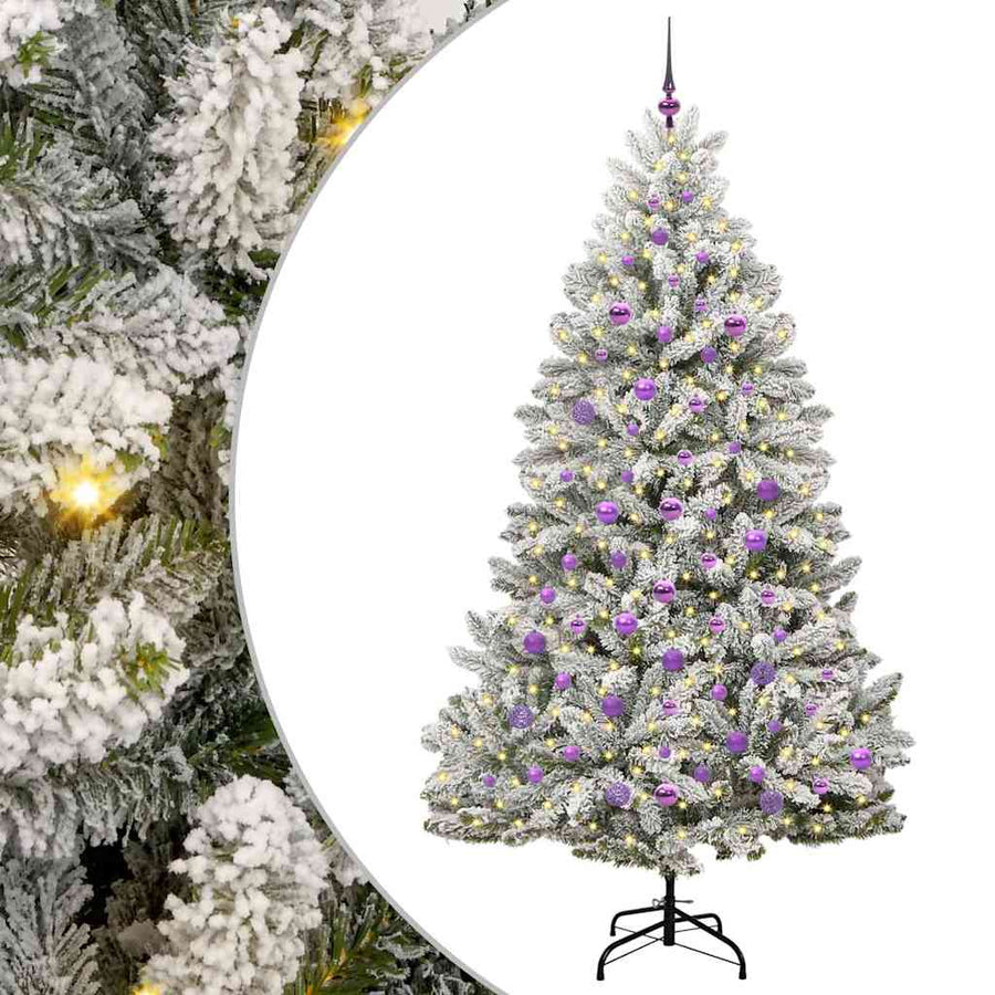 Kunstkerstboom Groen en Wit 210 cm PVC en Metaal