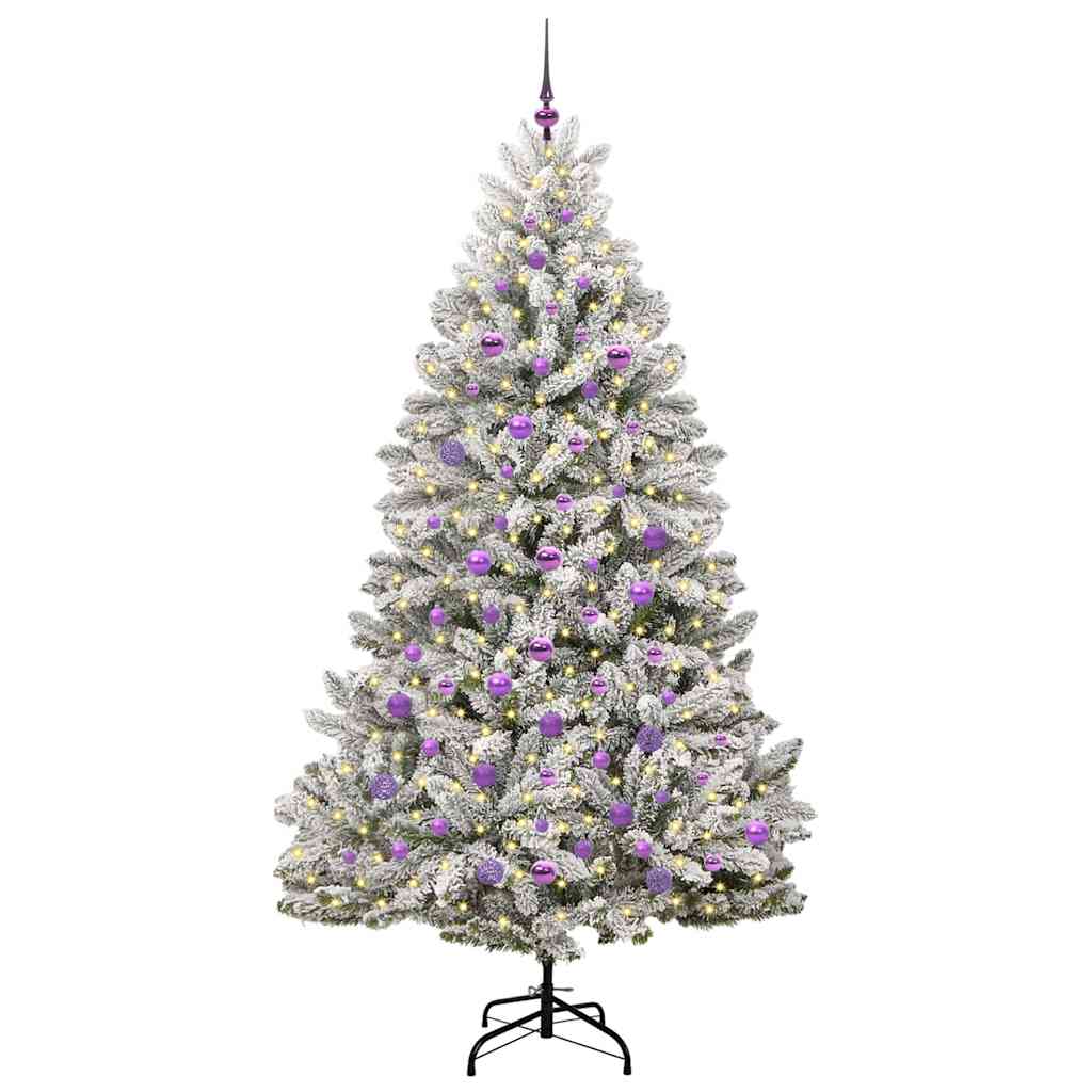 Kunstkerstboom Groen en Wit 210 cm PVC en Metaal