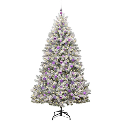 Kunstkerstboom Groen en Wit 210 cm PVC en Metaal