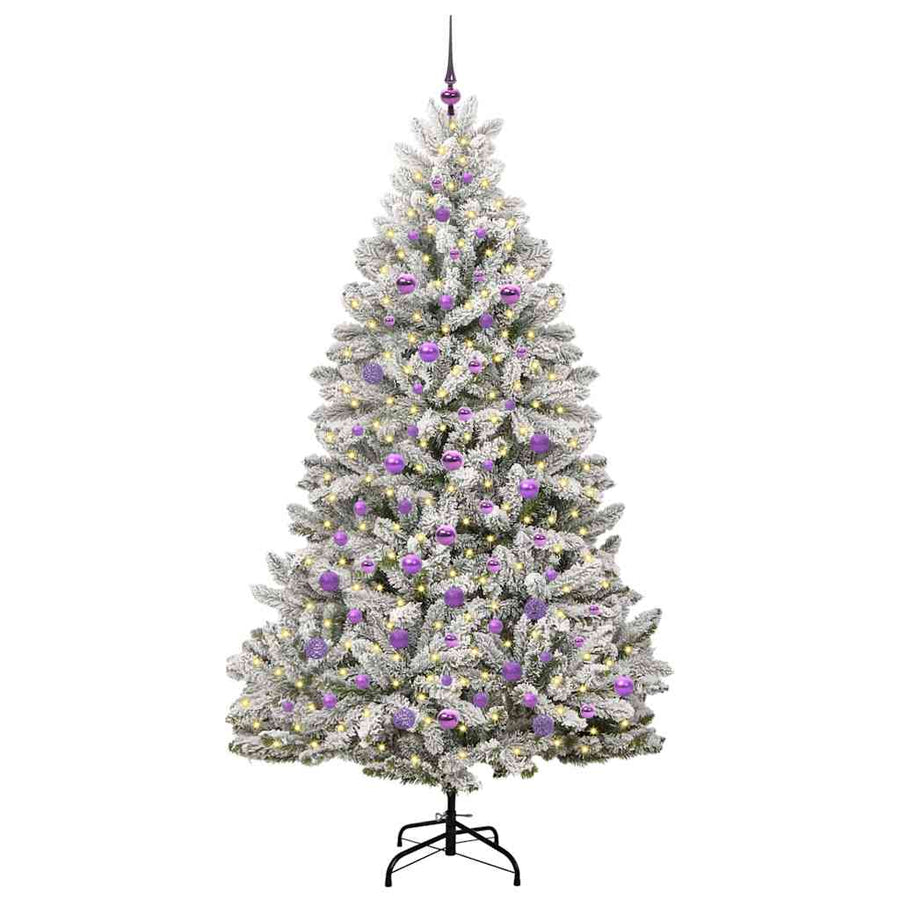 Kunstkerstboom Groen en Wit 210 cm PVC en Metaal