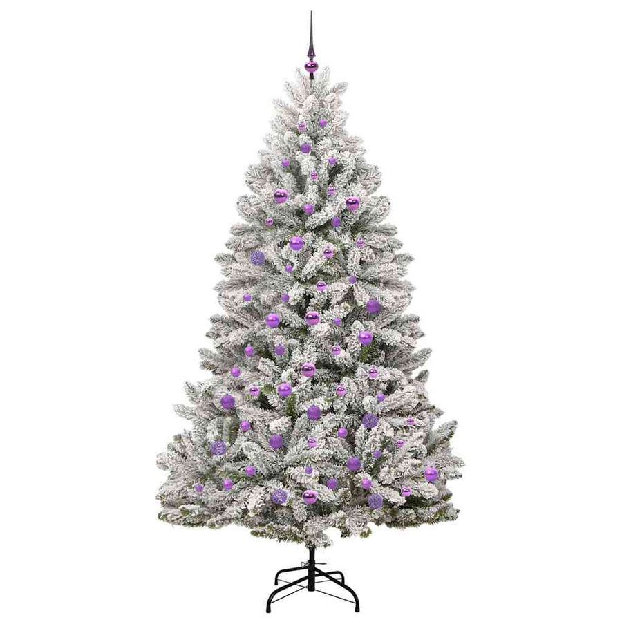 Kunstkerstboom Groen en Wit 210 cm PVC en Metaal