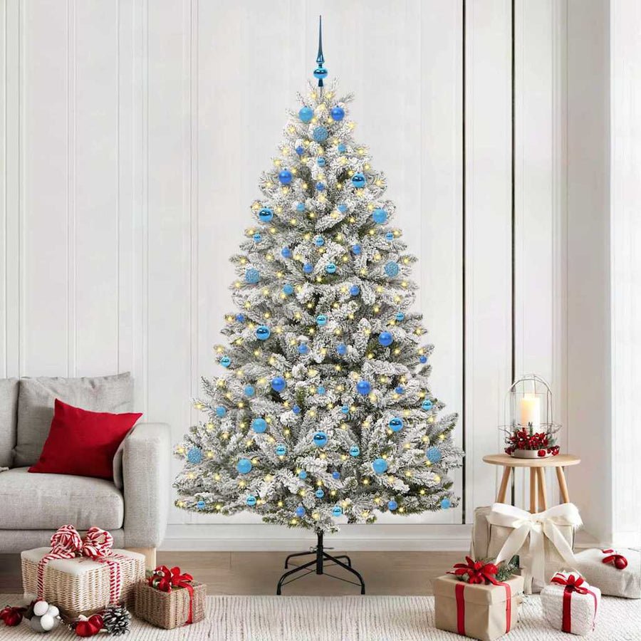 Kunstkerstboom Groen en Wit 210 cm PVC en Metaal