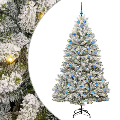 Kunstkerstboom Groen en Wit 210 cm PVC en Metaal