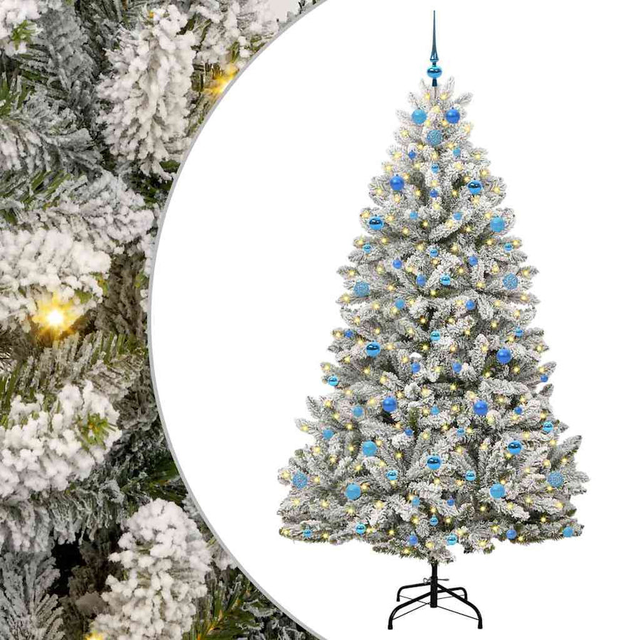 Kunstkerstboom Groen en Wit 210 cm PVC en Metaal
