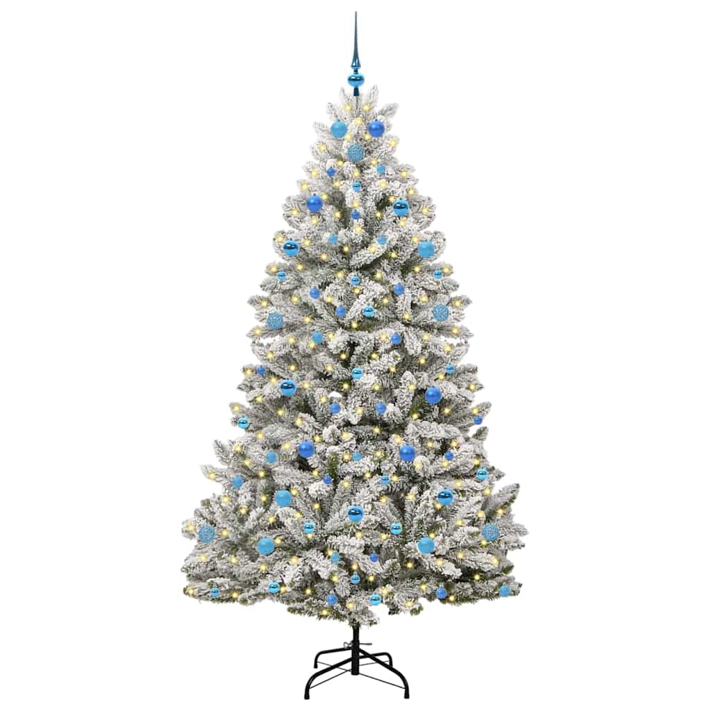 Kunstkerstboom Groen en Wit 210 cm PVC en Metaal
