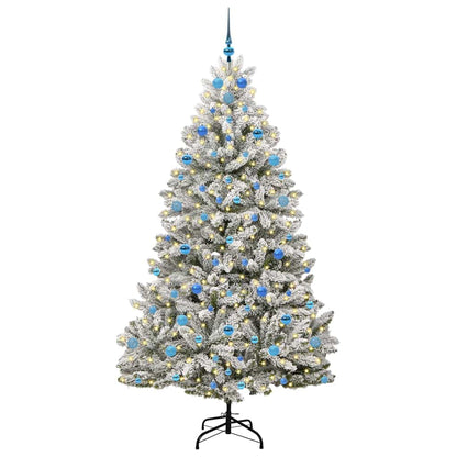 Kunstkerstboom Groen en Wit 210 cm PVC en Metaal