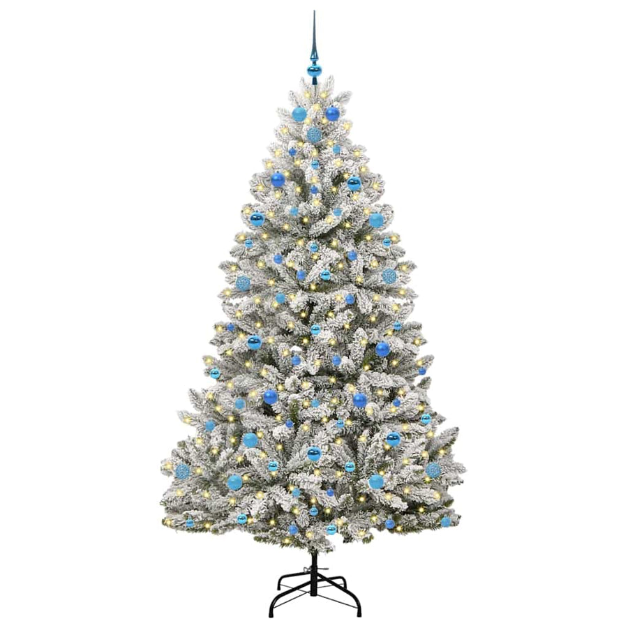 Kunstkerstboom Groen en Wit 210 cm PVC en Metaal